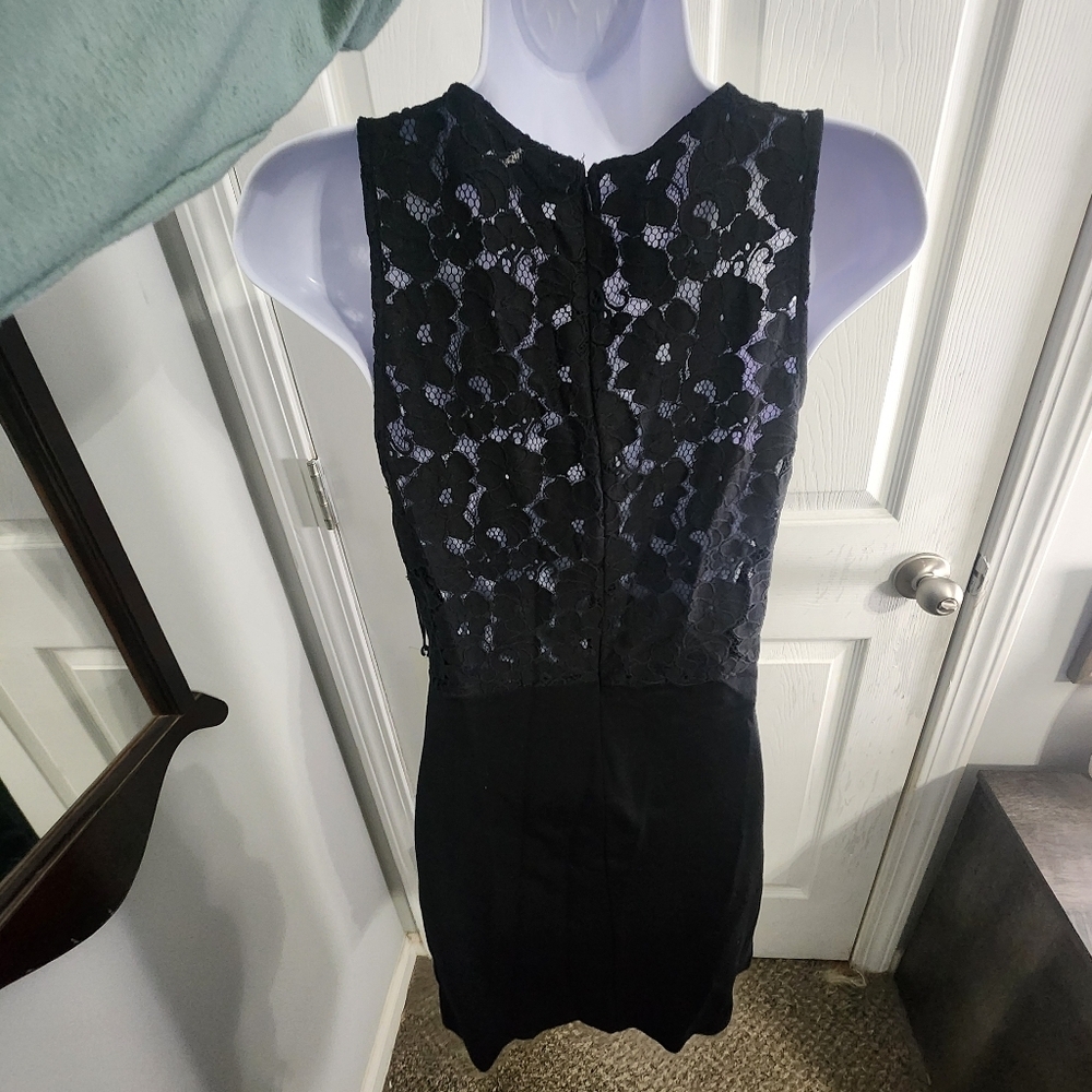 NWT BB Dakota Anthropologie black sleeveless lace shift dress women M stretch - Picture 6 of 14